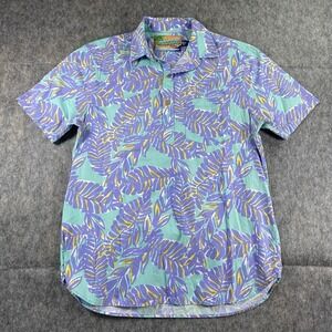Chubbies Pop Over Shirt Men's Medium Short Sleeve Floral Hawaiian Blue‎